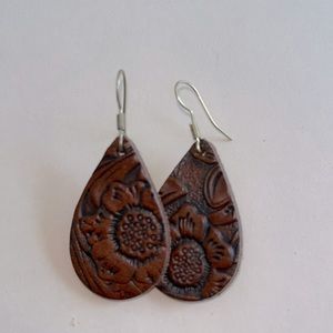 Tooled leather earrings